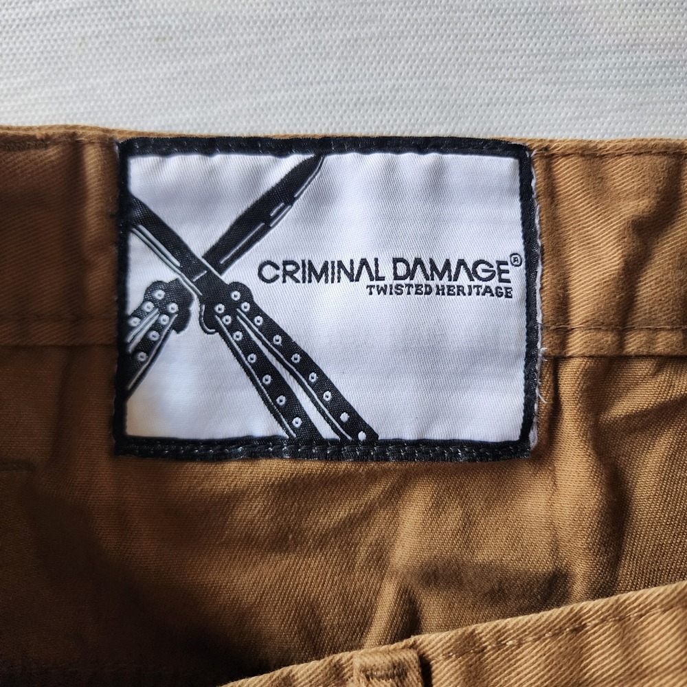 Criminal Damage Twisted Heritage Mens Tan Drop Crotch Jogger Pants Waist 30 R